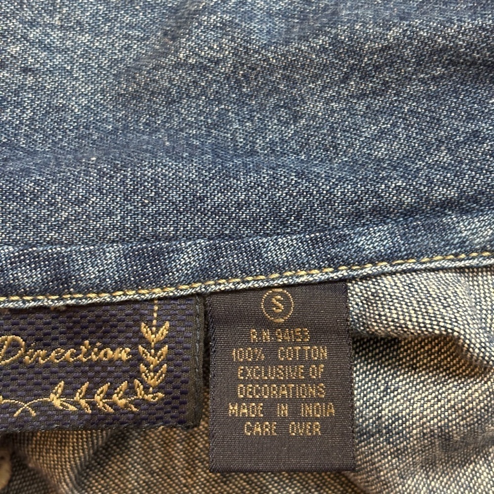 New Direction Denim Patchwork Button Down Shirt S… - image 4